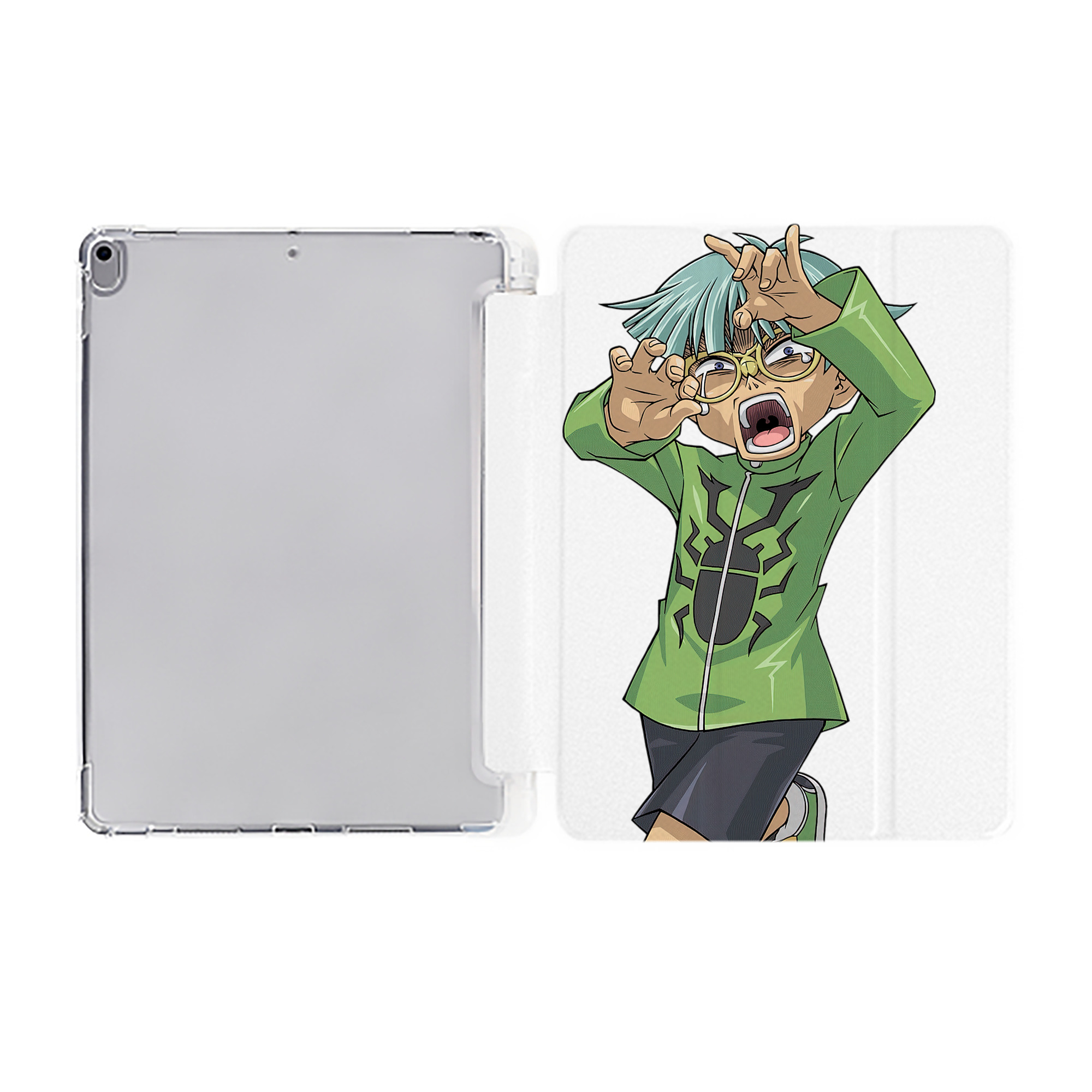 （画像用） 遊☆戯☆王 Yu-Gi-Oh! IPad ケース ペン収納付き 三つ折りスタンド PUレザー×シリコン 対応機種9.5/10.5/10.9インチ